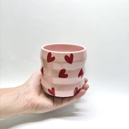 Pot coeurs céramique rose 10cm Havre Vert