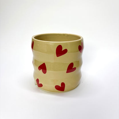 Pot coeurs céramique taupe 9cm